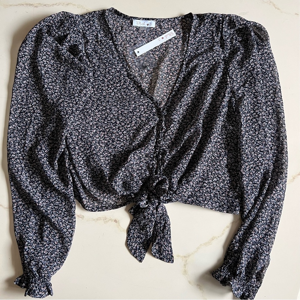 Sheer Black Floral Crop